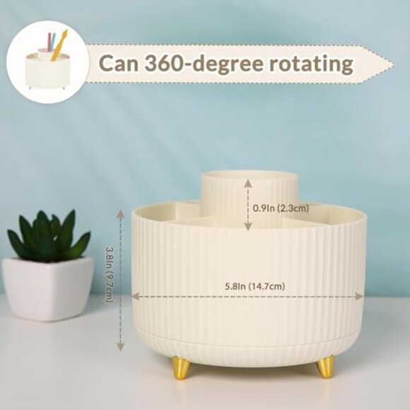 360 Rotating Plastic Desk Pen Organizer with 5 Slots for Office School Home - Picture 4 of 8